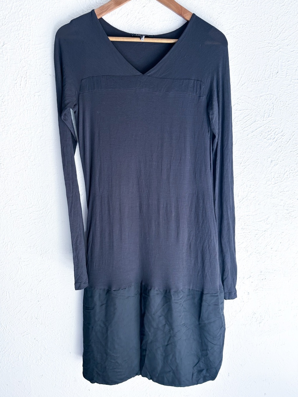 ’S Max Mara Charcoal Gray Silk Blend Long Sleeve Shift Dress Medium Quiet Luxury